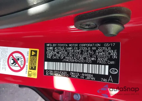 2017 Lexus Ct 200H from USA, damaged, VIN JTHKD5BH5H2301925